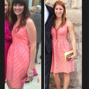 LILLY PULITZER CITRUS CANDY PINK ORANGE FIT AND FLARE DRESS SIZE 4